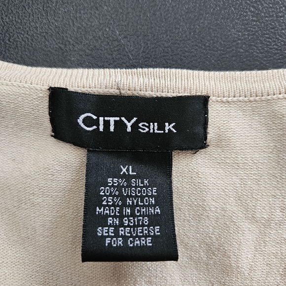 City Silk Tan Silk Blend Jersey - NWOT - Size XL - Picture 4 of 9